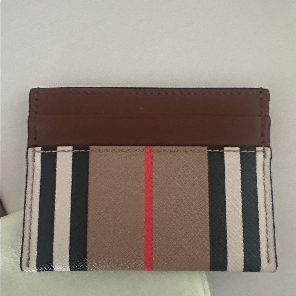 Burberry Novacheck & Brown Leather Cardholder, Brand New! - Picture 2 of 7